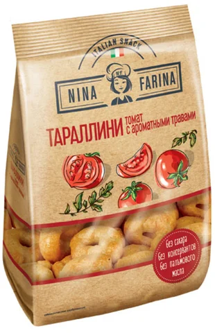 «Nina Farina», тараллини с томатом и ароматными травами, 180 г - изображение