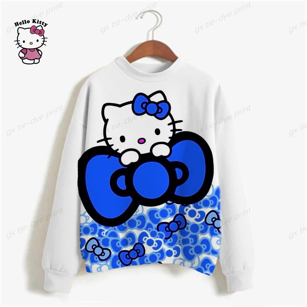 

Vintage Pullover HELLO KITTY Print Long Sleeve Casual Streetwear Hip Hop Sweatshirt Baggy All-match O-neck Loose Oversize Hoodie