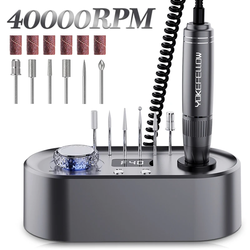 40000RPM Professional Nail Drill Machine For Acrylic Gel Nail Polish Cutting With Memory Pause Function Nail Art Salon Equipment