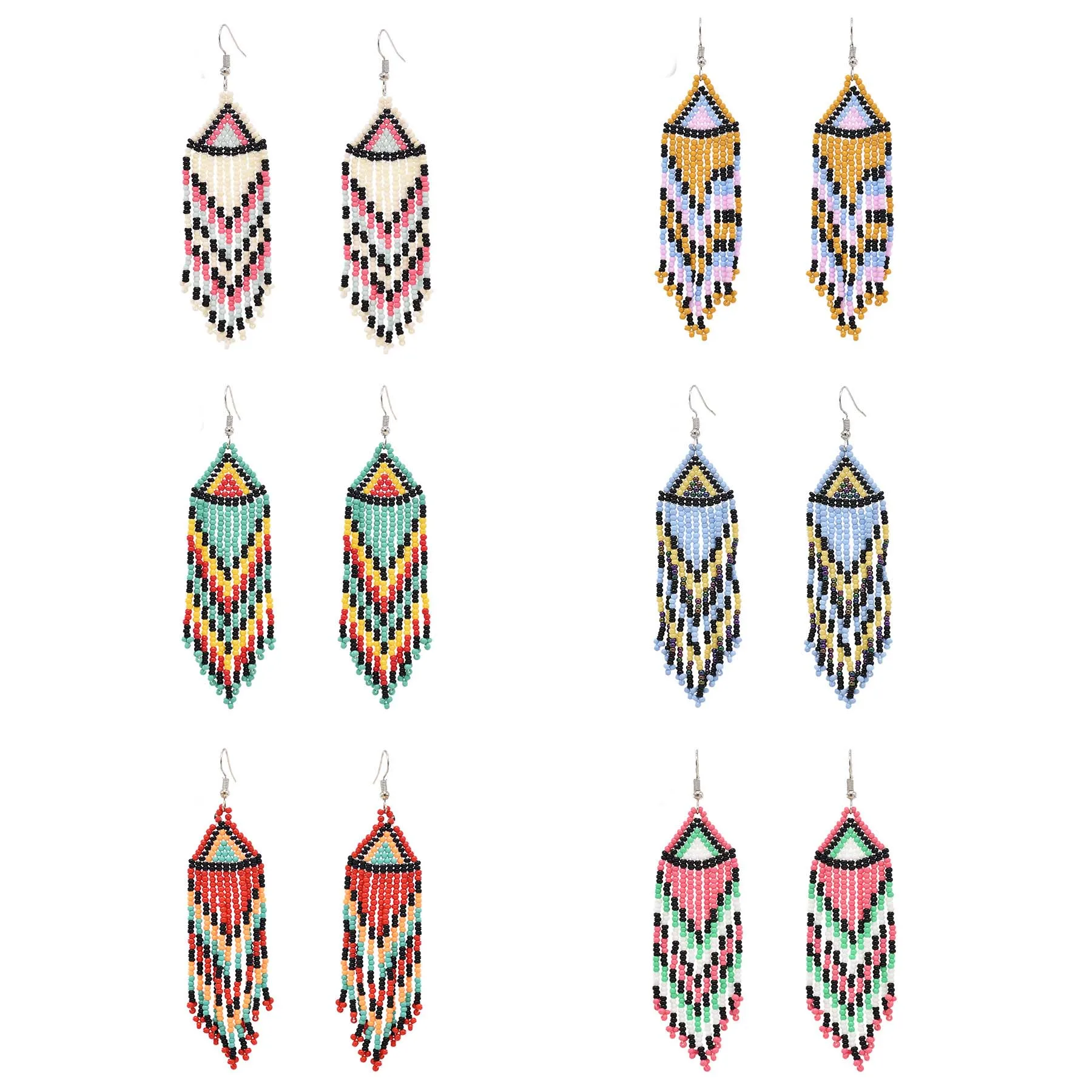 

Bohemian Long Tassel Earring For Women Ethnic Jewelry Handmade Geometric Beaded Earrings Pendientes Statement Party Gift