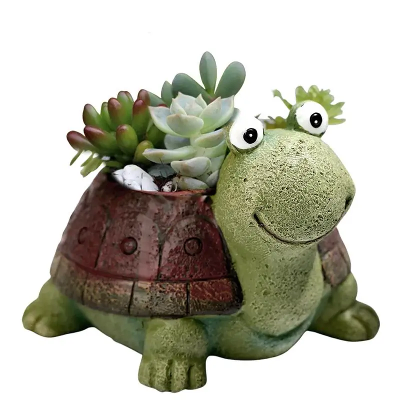 

Cartoon Tortoise Flowerpot Cute Turtle Succulent Plant Pots Animal Resin Cactus Planter Desktop Ornament Garden Home Decoration