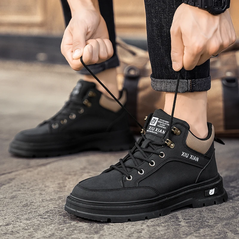 Men's Shoes Autumn Construction Site Work Non-Slip Wear-Resistant Labor Protection Overalls Outdoor Mountaineering Spor...