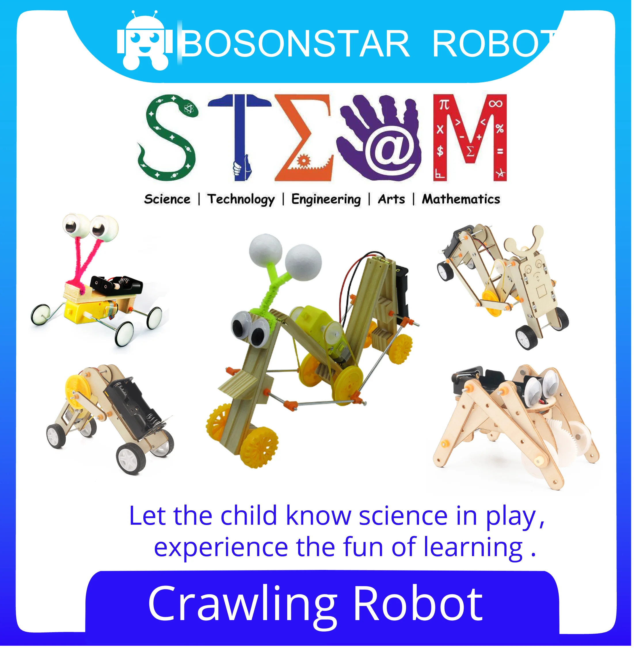 

DIY Assembled Model Electric Wood Crawling Robot Science Discovery STEM Education Physics Experiment Kit For Children gift