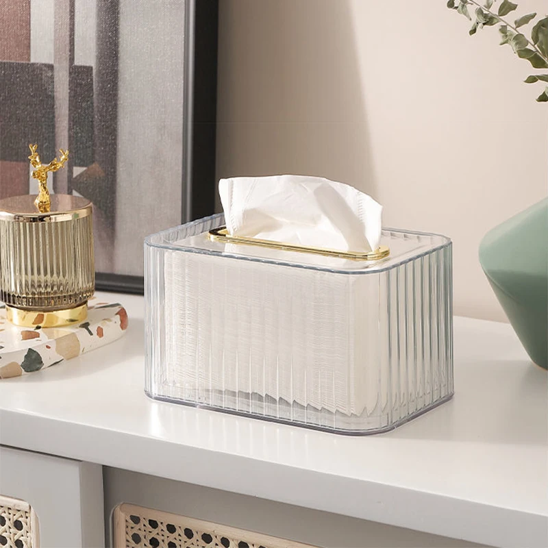 

2023NEW Light luxury tissue box Household living dining room paper extraction storage box With spring Multifunctional