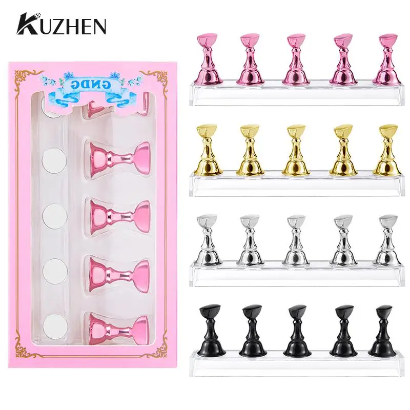 

Магнитный держатель для ногтей, 5 шт., демонстрационная подставка для практики, акриловый кристалл, демонстрационная полка, инструмент для дизайна ногтей, 9 цветов, демонстрационная Подставка для лака для ногтей