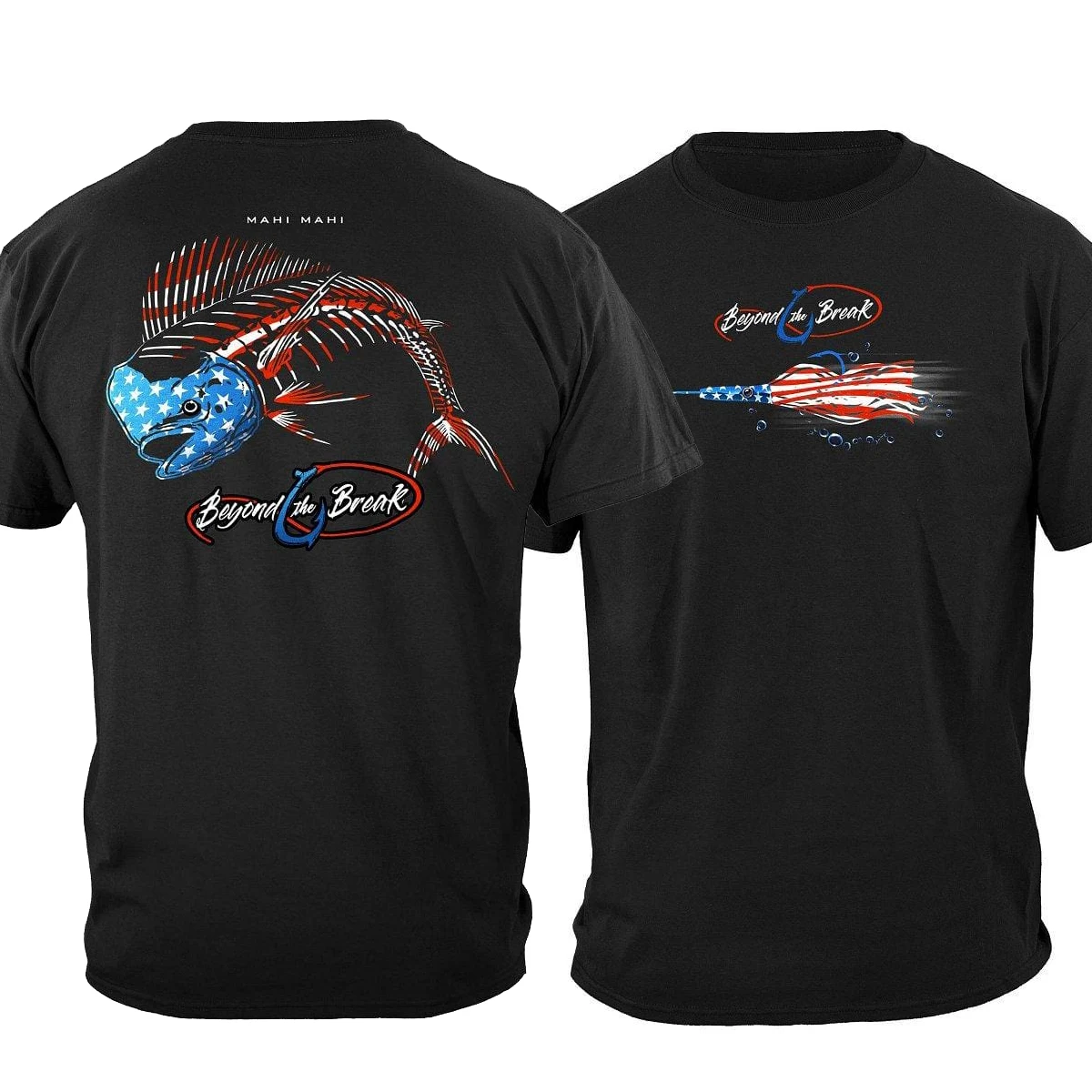 

Funny USA Flag Mahi Mahi Skeleton Patriotic Angler Gift T-Shirt New 100% Cotton Short Sleeve O-Neck Harajuku Casual Mens T-shirt