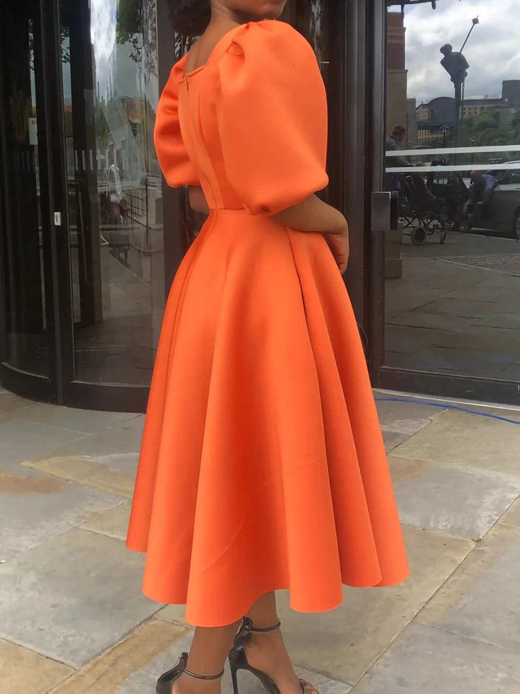 Women's dress summer new style short sleeve pleated solid color big skirt evening dress plus size dresses