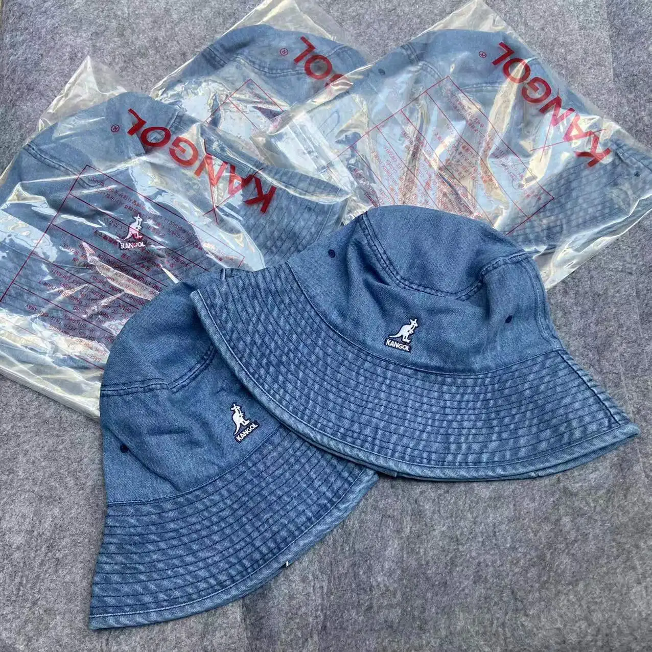 Панама Kangol джинсовая женская винтажная брендовая вареная Панама-кенгуру с