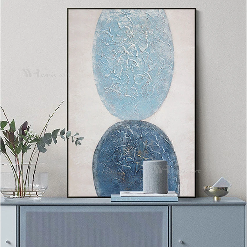 

Абстрактная картина маслом в скандинавском стиле светло-голубого цвета для декора комнаты ручная работа на холсте настенный плакат картина для гостиной