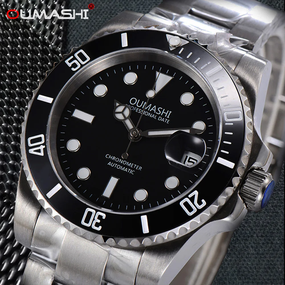 

OUMASHI Men's Automatic Watch 40mm Top Brand Miyota8215 Movement Ceramic Bezel Luminous Date Men's Clock