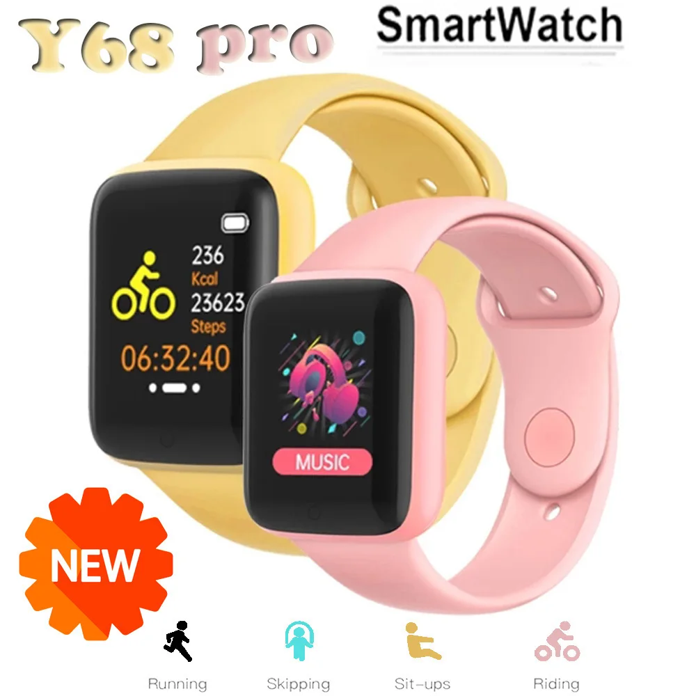 

Y68 Pro Bluetooth watch Fitness tracker heart rate blood pressure monitor men women watches D20 Macaron smartwatch PK Y68 D13 M5
