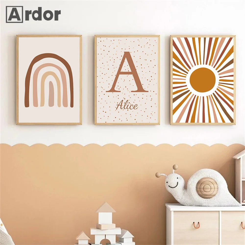 

Абстрактное солнце Радуга Настенная картина на холсте детская индивидуальная именная фотография настенные картины в скандинавском стиле ...