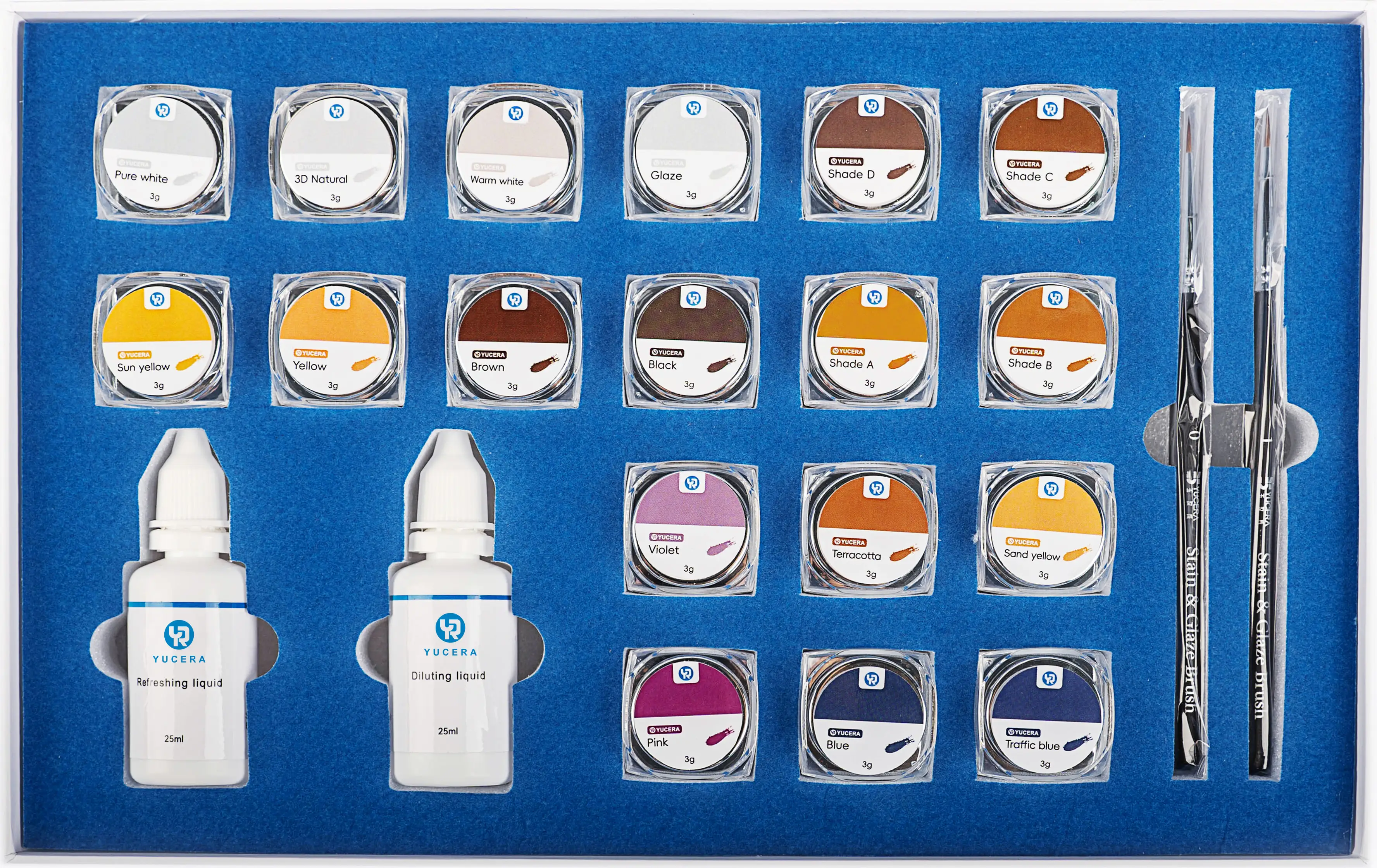 Фото Набор Yucera Dental Lab Essentials для окрашивания и глазурования керамических циркониевых заготовок (18 цветов) для индивидуальных зубных протезов №2