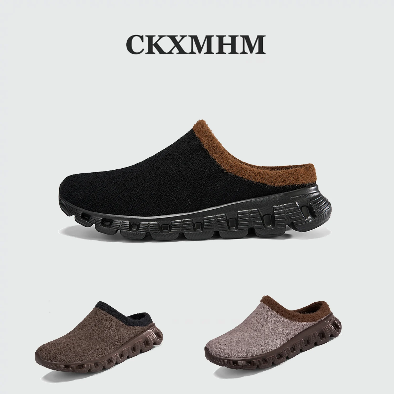 Зимние модные мягкие слипоны сабо с потертостями плюшевые теплые 35 47 48 большие