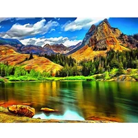 5d diamond painting autumn lake scenery and mountains full drill by number kits diy diamond set arts craft decorations