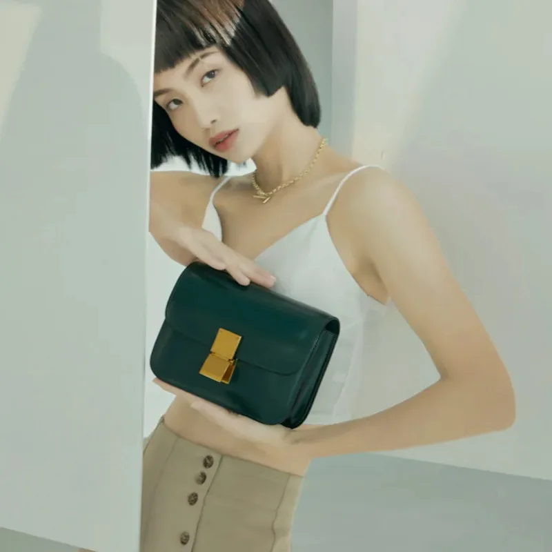 2024 новая женская модная минималистичная сумка из натуральной кожи с пряжкой