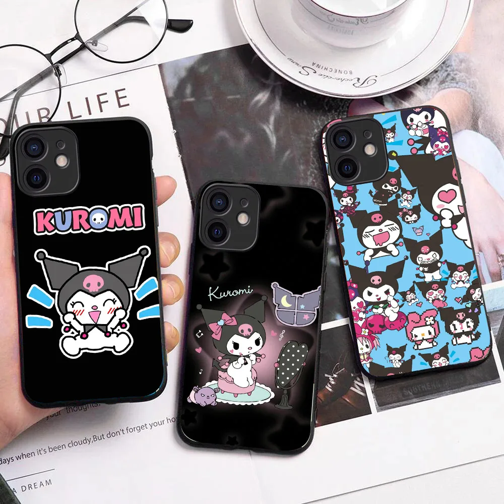 WBA-18 Sanrio-Kuromi Black Silicone Case For OPPO A3 5 9 15 16 17 38 40 52 53 54 57