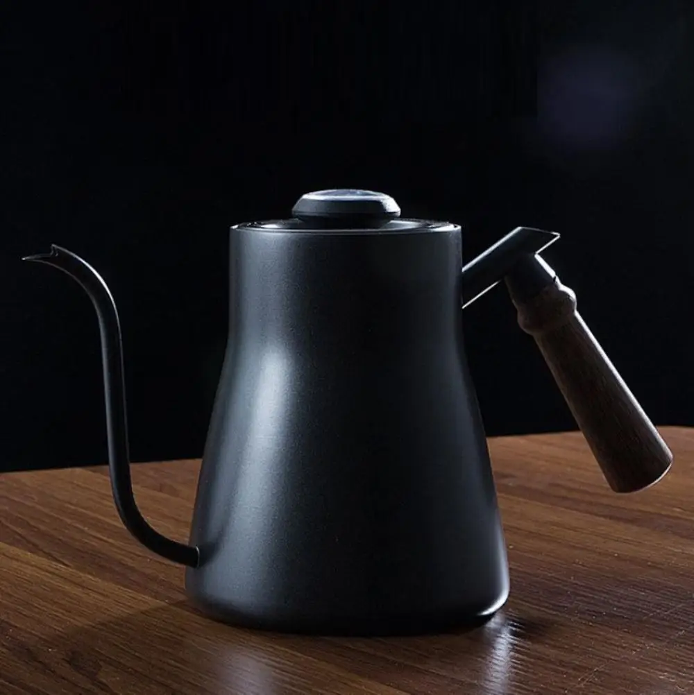 

Кофейник из нержавеющей стали 304 с длинным узким носиком, чайник «гусиная шея», ручной капельный чайник для разлива кофе с крышкой, термометр 850 мл