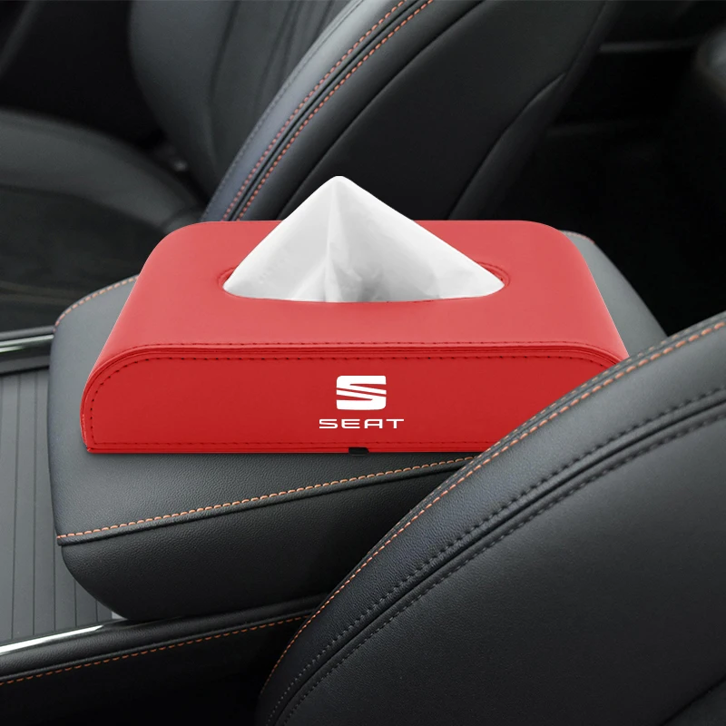 

Car Tissue Box Holder PU Leather Accessories for Seat Leon 5f mk2 mk3 Ibiza 6l 6j Altea Mk3 FR Toledo Cordoba Arona Ateca Exeo