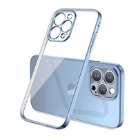 luxury square frame plating case for iphone 13 12 11 pro max tpu transparent cover for iphone x xr xs 7 8 plus soft cases coque
