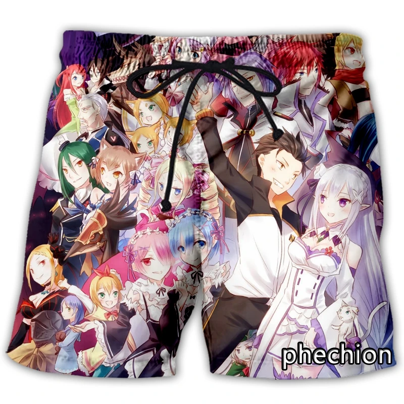

phechion New Men/Women Re:Life In A Different World From Zero 3D Printed Casual Shorts Fashion Men Loose Sporting Shorts A55