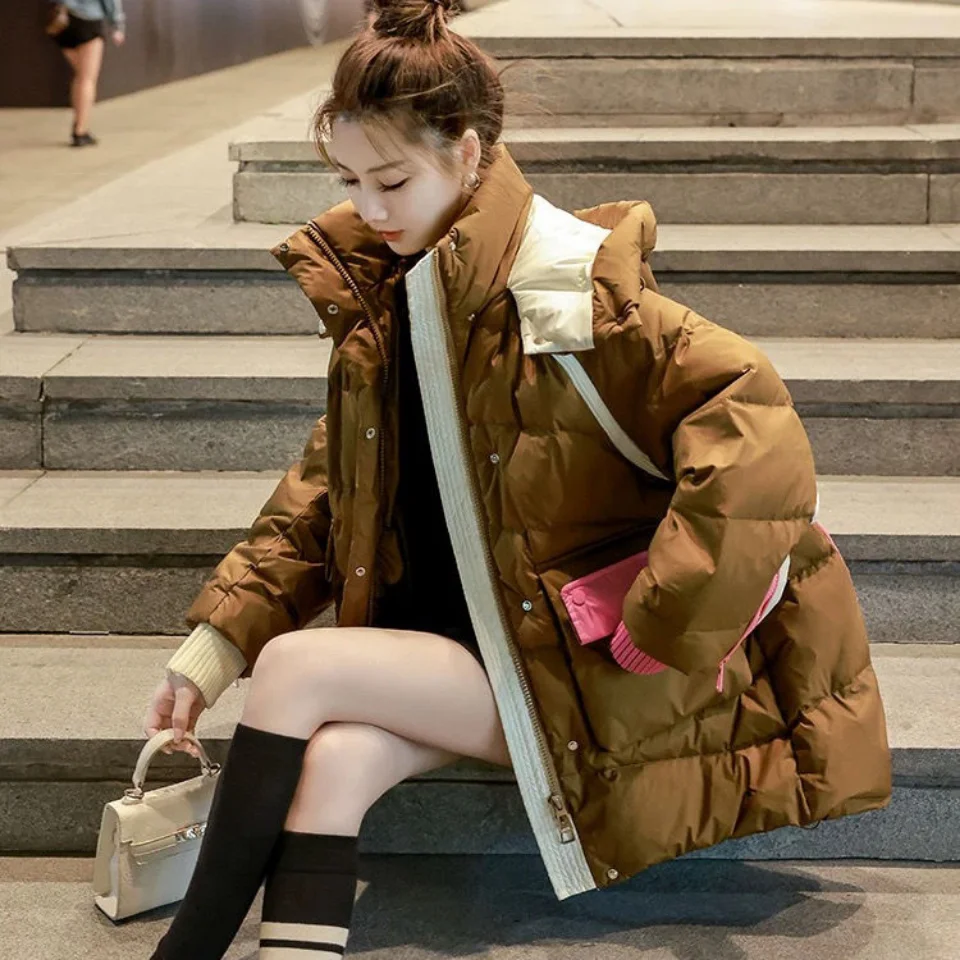 New Winter Women's Coats  Down Cotton Jacket Parka Long Sleeve Hooded Tops Superheat Jackets Korean Fashion Loose Oversize Brand