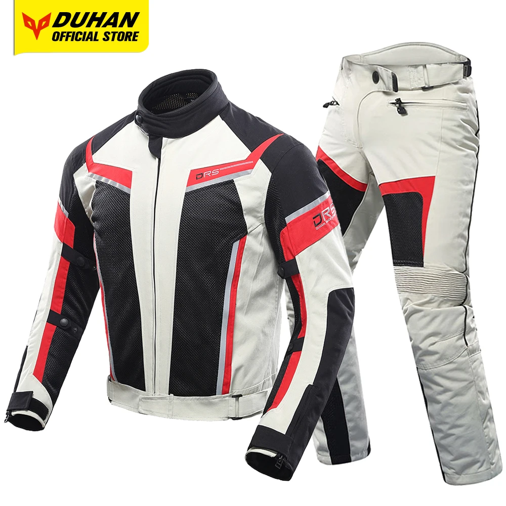 DUHAN Summer Motorcycle Jacket Suit Body Protective Armor Man Motocross Jacket Breathable Reflective Moto Cycling Chaqueta