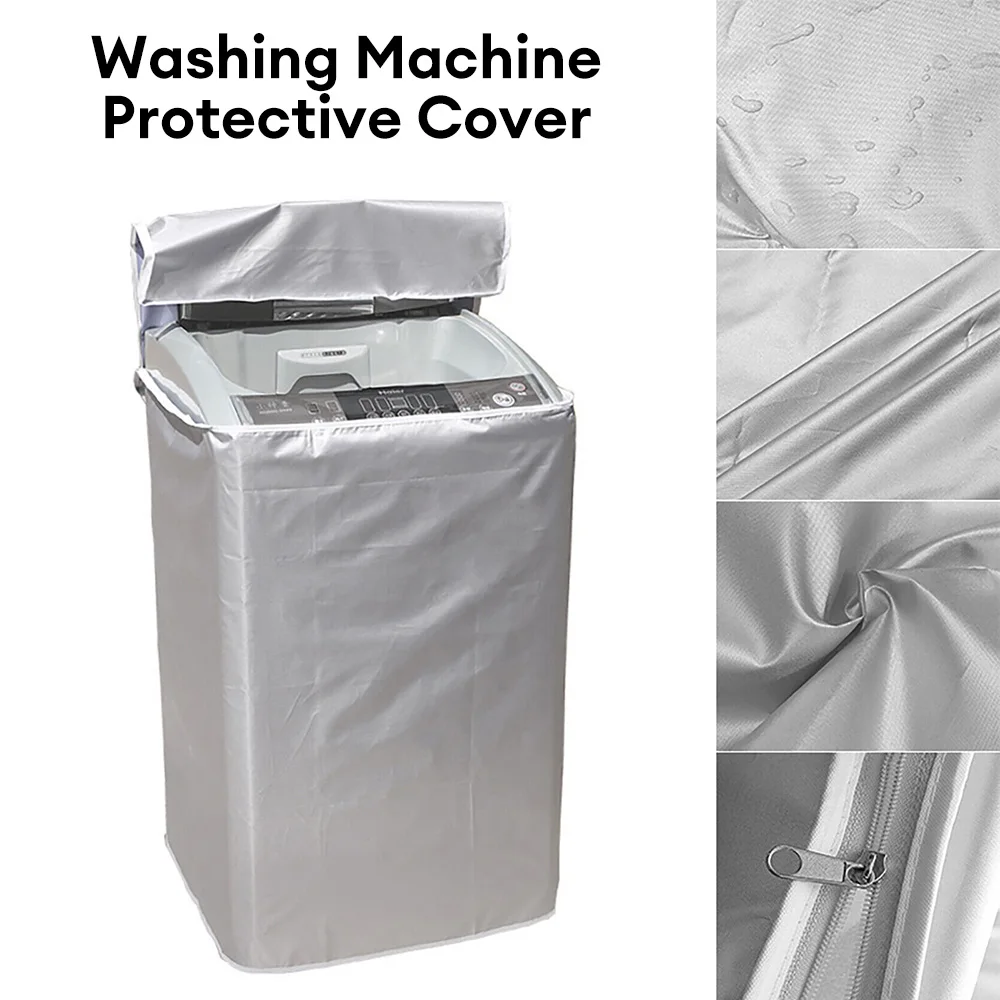 

Washer Sunscreen Washing Machine Waterproof Cover Dryer Polyester Silver Dustproof Washing Machine Cover S/M/L/XL