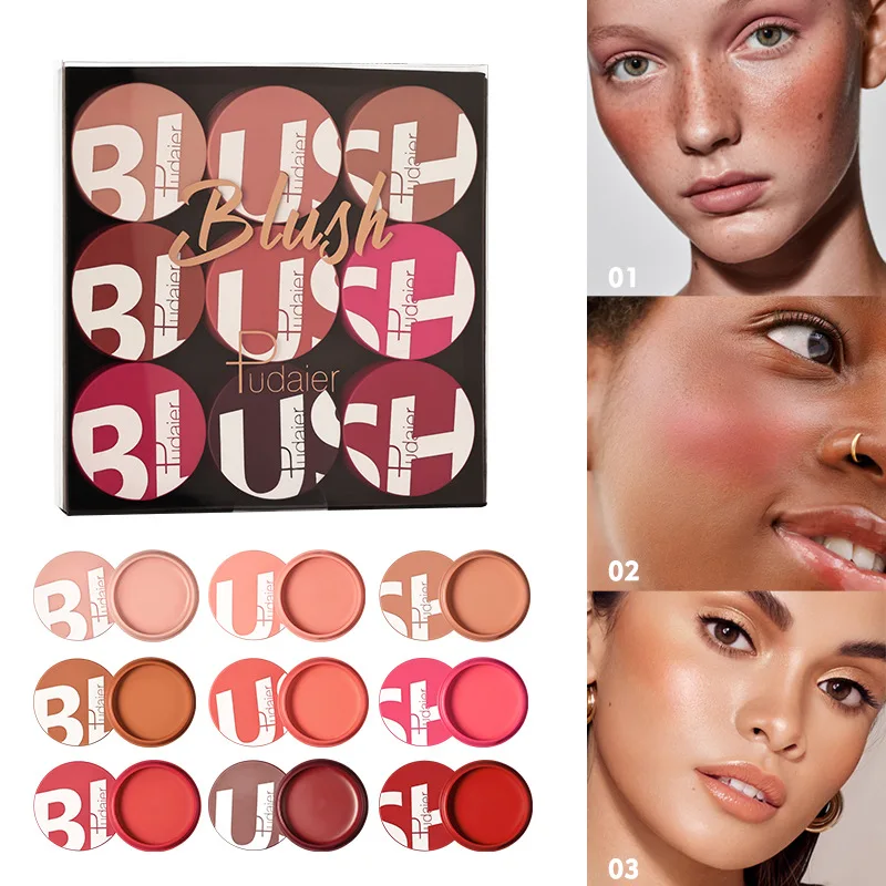 

Makeup Set 9 Colour Blush Cream Set Peach Matte maquillaje Blusher For Cheeks Vegan&Cruelty-Free Blushes