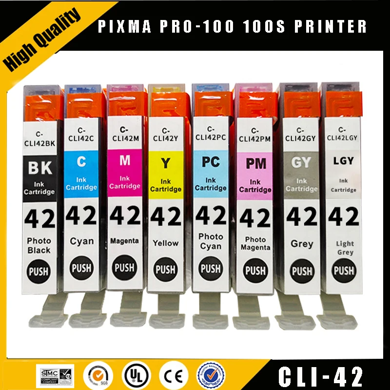 

einkshop New Compatible refillable ink cartridge CLI-42 CLI42 for Canon PIXMA Pro-100 100S printer,Disposable chip