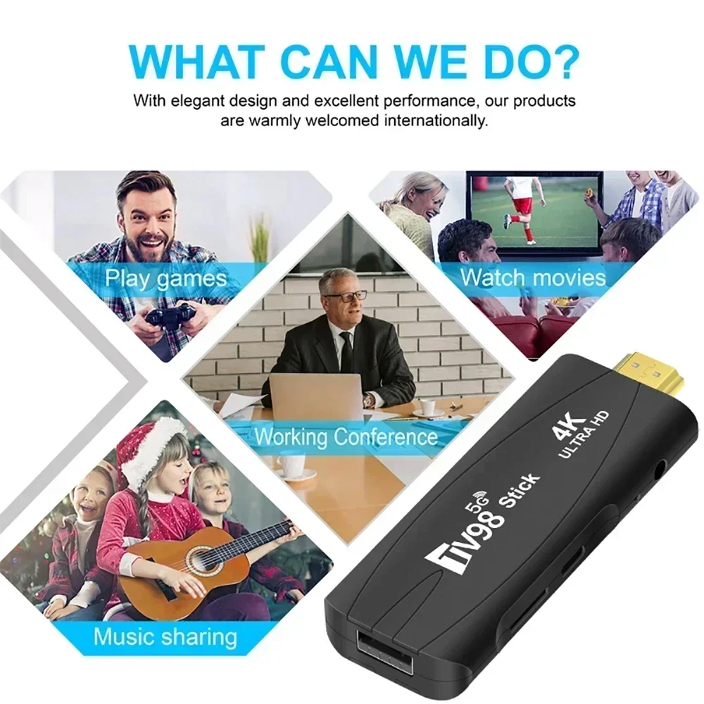 TV98 RK3228A Smart TV Stick Android 7.1 2.4G/5G двухдиапазонный WIFI 4K HD 8 ГБ/16 ГБ медиаплеер
