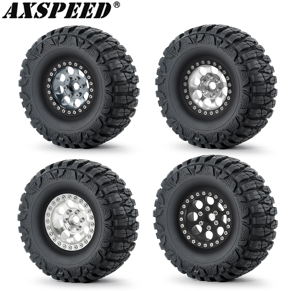 

AXSPEED 4PCS Metal 1.9" Beadlock Wheel Rim Tires Set for 1/10 RC Crawler Car Axial SCX10 TRX4 CC01 F350 D90 90034 Parts