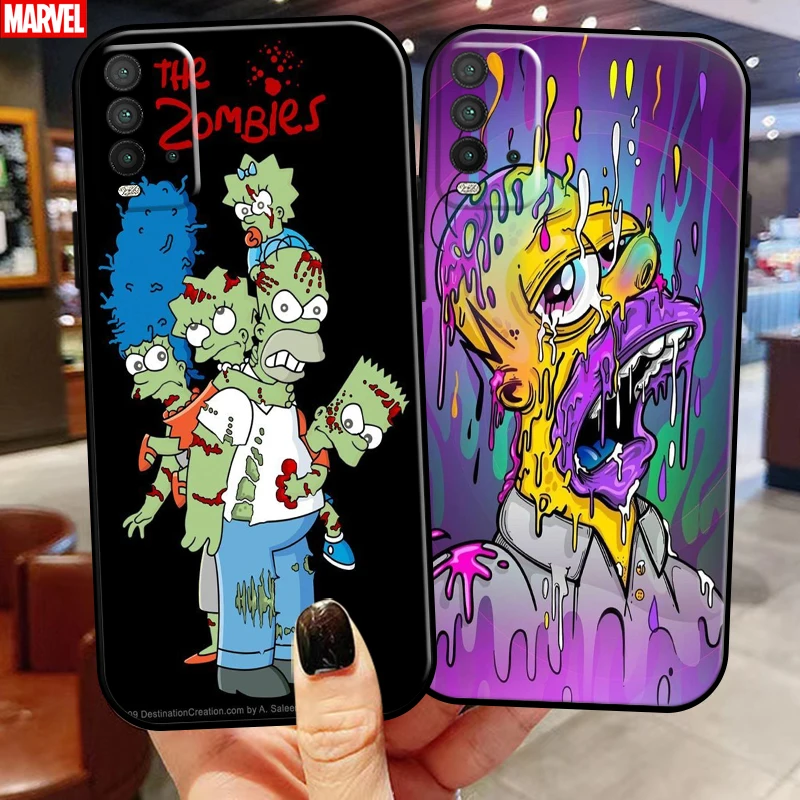 

Cute Homer S-Simpsons Family For Xiaomi Redmi 9T Phone Case Funda Coque Back Carcasa Soft Black