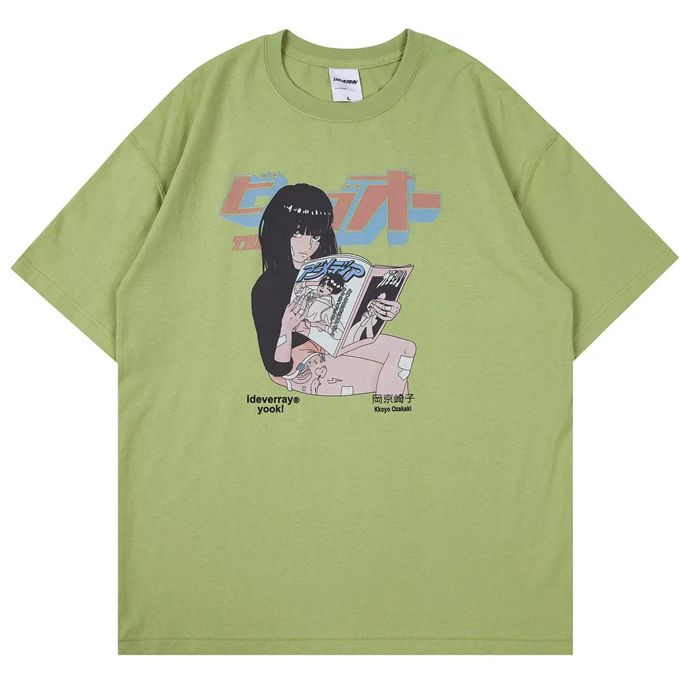 Футболка мужская оверсайз с аниме-принтом хлопковая рубашка круглым вырезом для