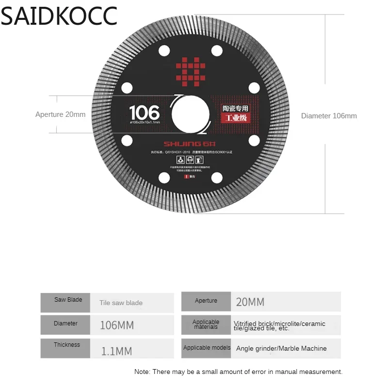 5 шт. пилы для резки плитки машины мрамора ShiJing угловая шлифовальная машина