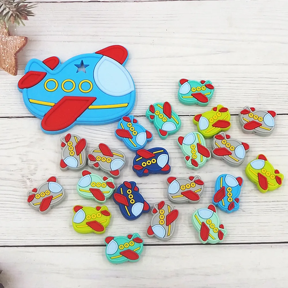 

Chenkai 10 шт. искусственный самолет бусины без бисфенола А Прорезыватель для младенцев Жевательная пустышка ожерелье Игрушка аксессуары