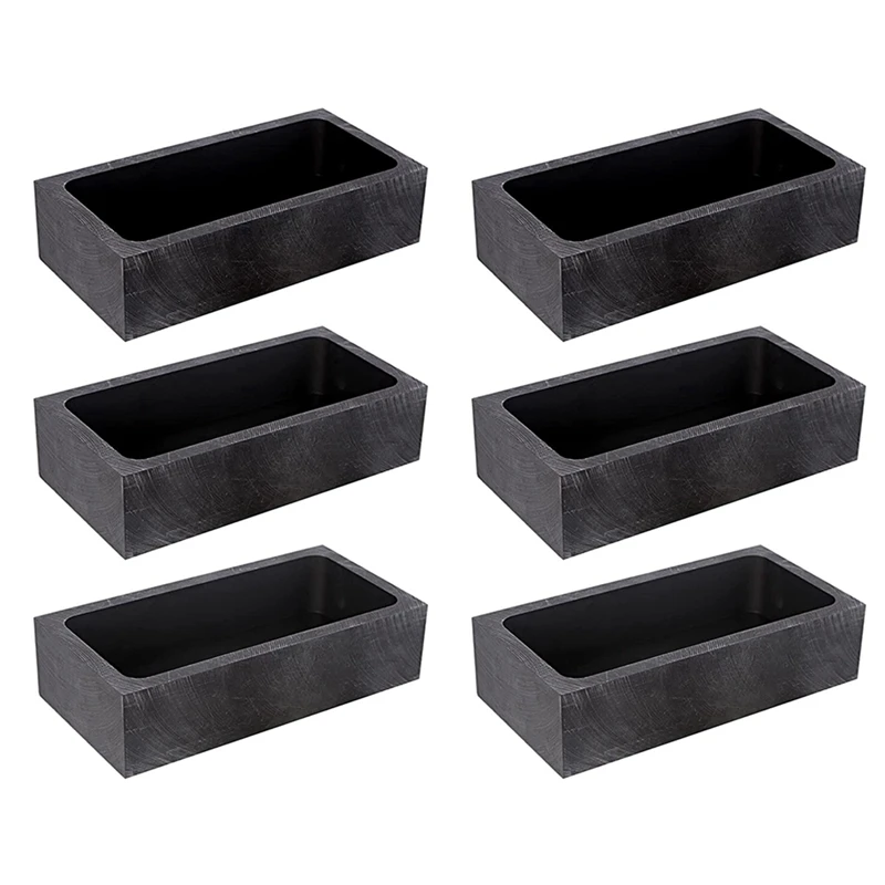 

6 Pieces High Purity 1 KG Graphite Ingot Mold Crucible Mould For Melting Casting Refining Gold Silver Metal Other Metal