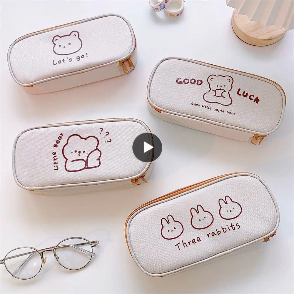 

Boy Girl Cute Shape 68g Kawaii Canvas Pen Case Large Capacity As A Cosmetic Bag Stationery Bag Stationery Gift Easy To Carry