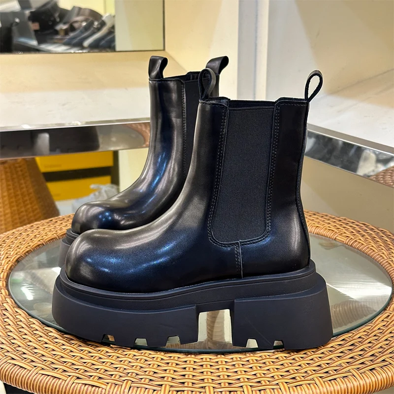 Женские ботильоны на платформе для снежной погоды дизайнерская обувь высоком