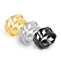 stainless steel thick chain ring cutting hollow titanium steel ring fashion jewelry wholesale