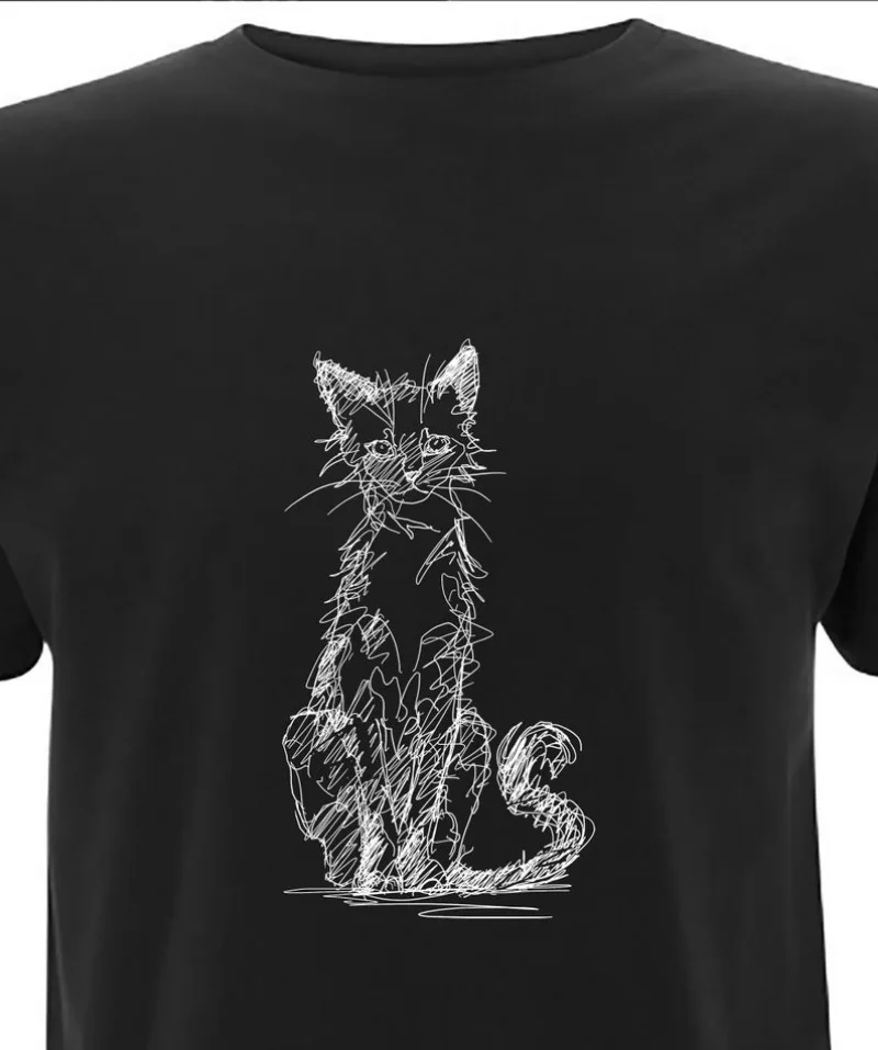 2024 Scruffy Cat — кошки мужская футболка подарки для мужчин хлопковая