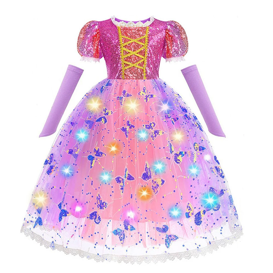 Женское платье со светодиодной подсветкой для девочек детская одежда косплея