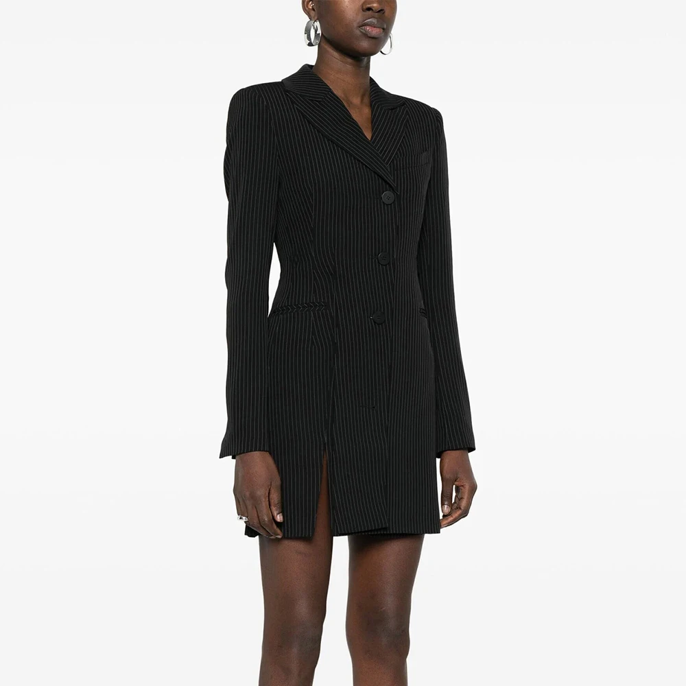 Женский блейзер в полоску TWOTWINSTYLE приталенный Блейзер с отложным воротником и