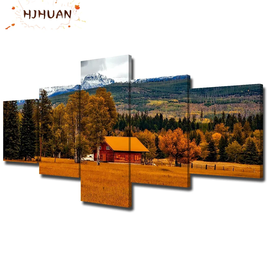 

5pcs autumn natural scenery AB Diamond Painting Full Round Drill Diamond Embroidery Cross Stitch Kits Home Decor Christmas Gift