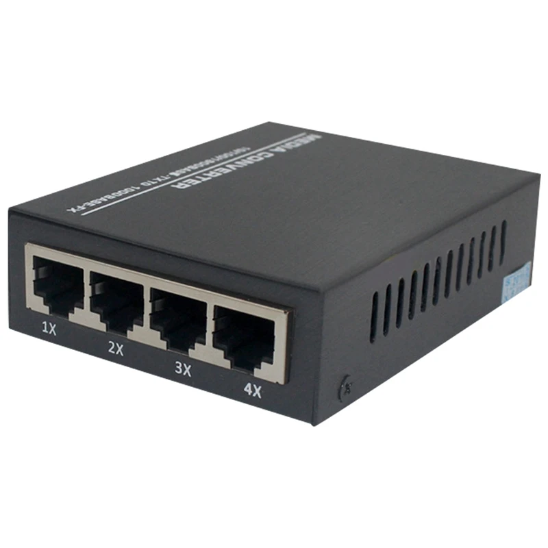 

Hot 1G4E 1.25G Fiber Port 4X10/100/1000M Gigabit Ethernet Switch 1 Port 4 RJ45 Fiber Optic Media Converter PCBA US Plug