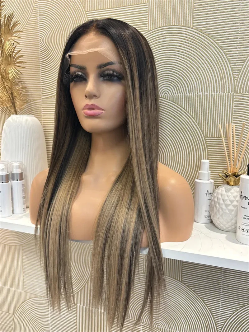 Прямые HD настоящие человеческие волосы кружевные передние парики Омбре Auburn