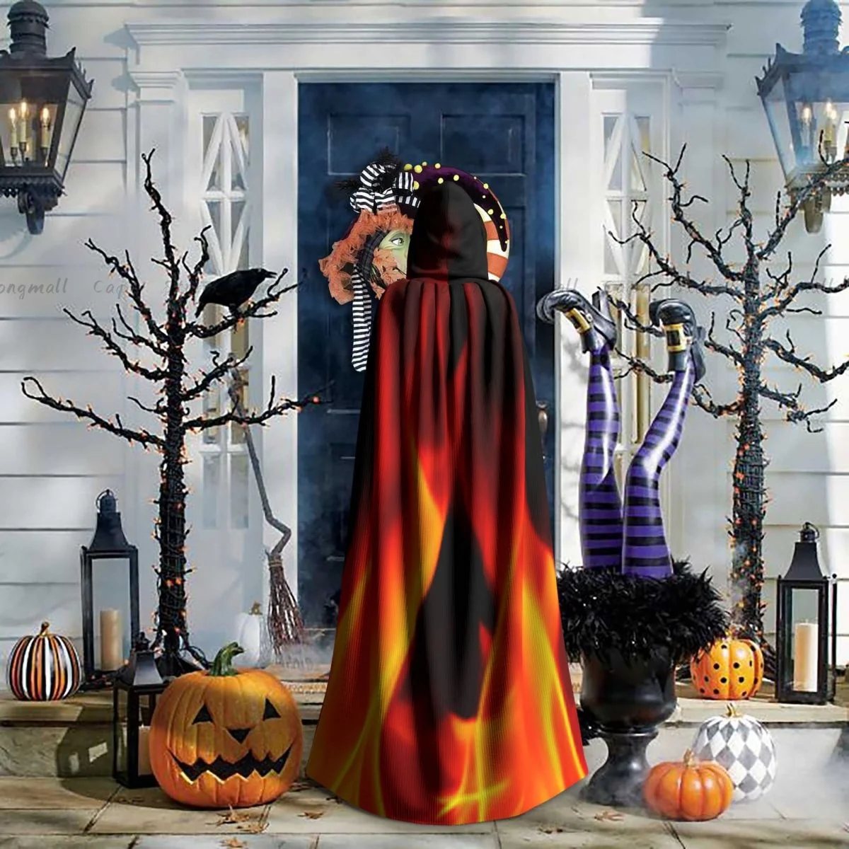 Плащ ведьмы Hellfire фон Хэллоуин косплей костюм унисекс плащ для взрослых ретро