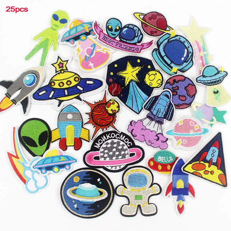 

32 шт. в партии, Мультяшные нашивки, модные значки с утюгом для девочек, милые цветные наклейки для одежды, полоски, вышитая нашивка «сделай са...