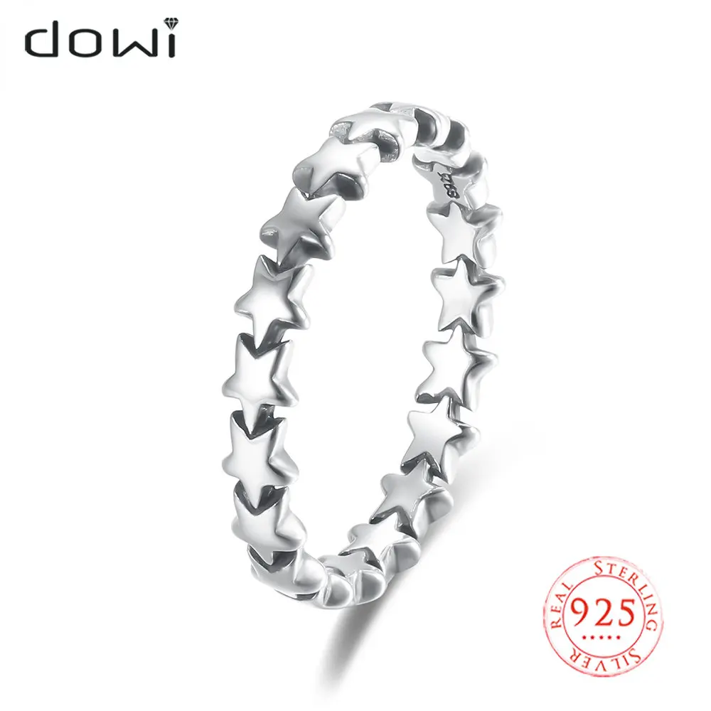

Dowi 925 Sterling Silver Retro Full Star Finger Ring Fashion Fine Jewelry Gift for Women Wedding Party Accessories Punk Style