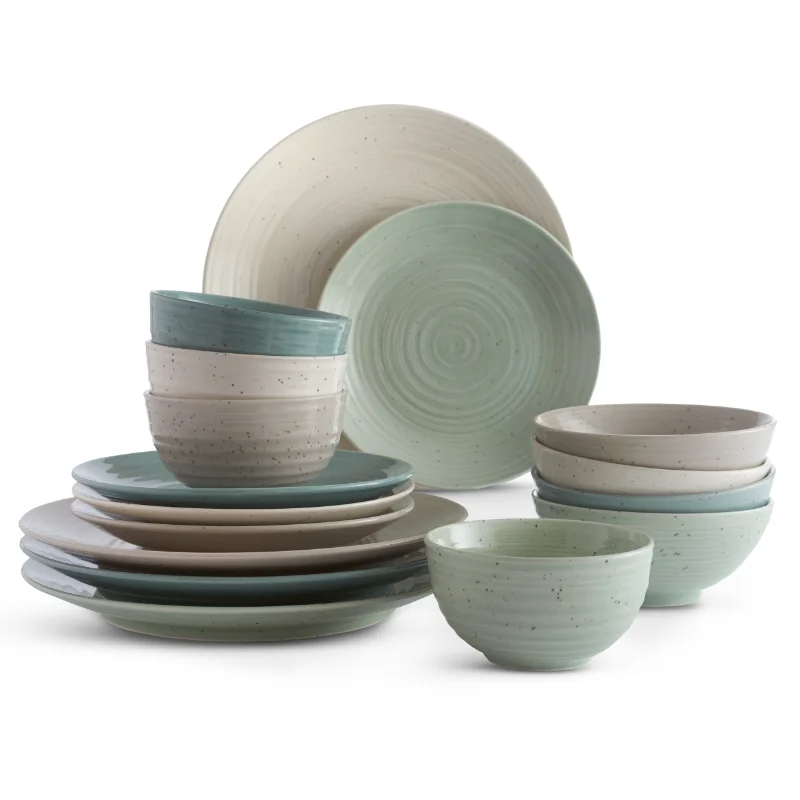 

Sango Siterra Mixed 16 Piece Dinnerware Set including 4 dinner plates, 4 salad plates, 4 cereal bowls and 4 soup bowls
